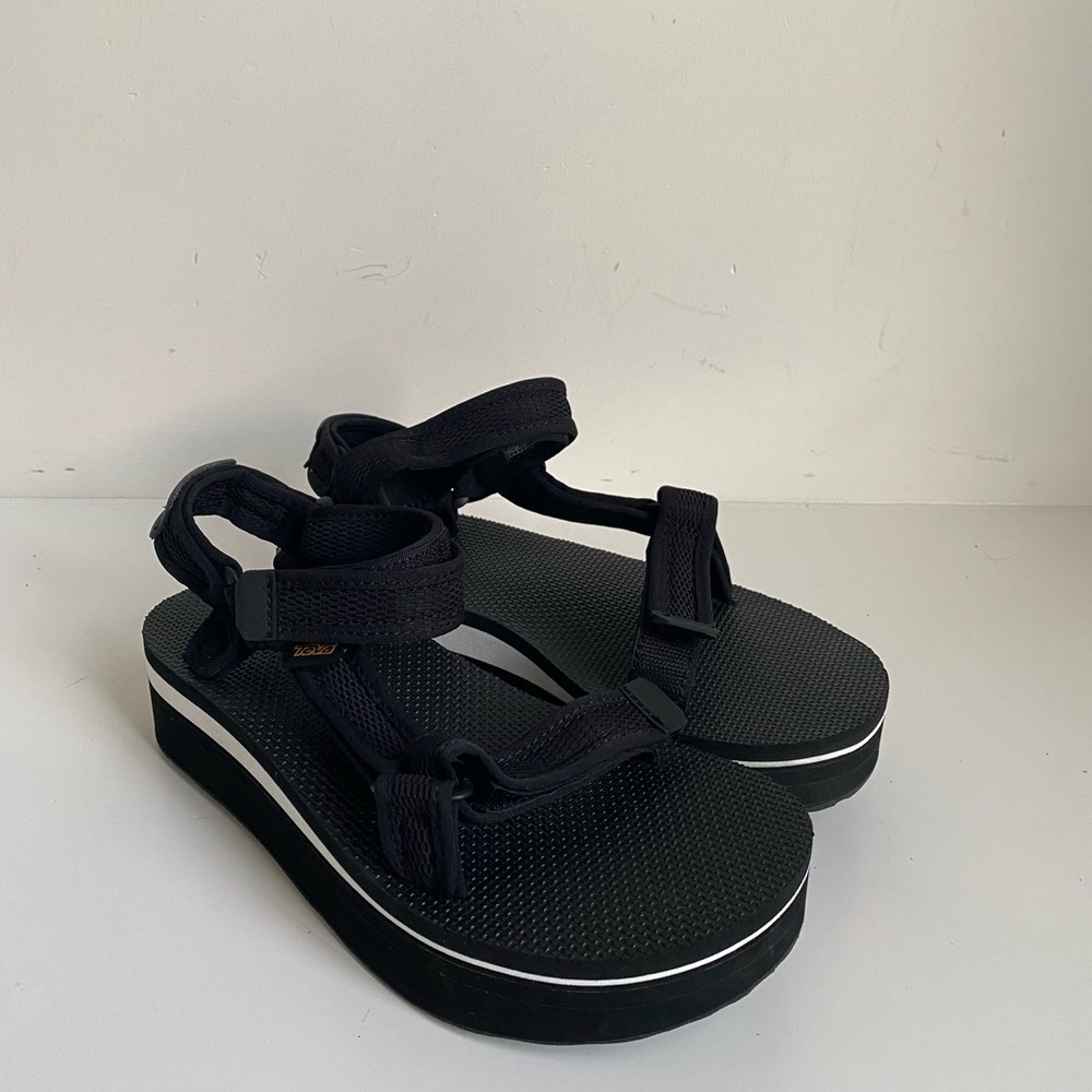 Teva Flatform Universal Mesh Print Sandals in Black
